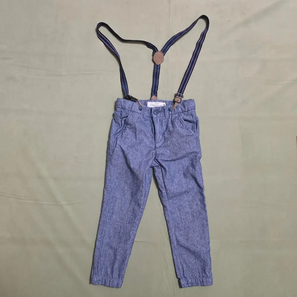 L.O.G.G. Label of graded goods H&M boys' 4-5 Y Blue pants with suspenders
